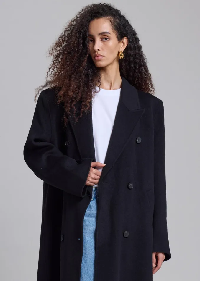 Women Gaia Double Breasted Coat 8211 Black The Frankie Shop Outerwear