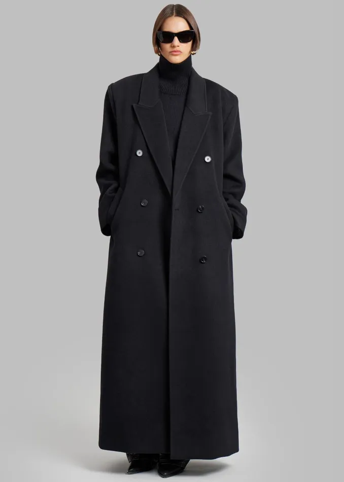 Women Gaia Double Breasted Coat 8211 Black The Frankie Shop Outerwear