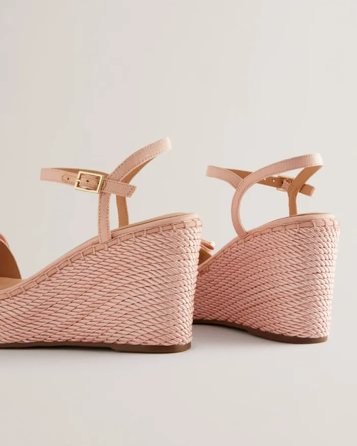 Women GEIIA 8211 Bow Detail Wedge Heeled Sandals Pink Ted Baker Heels
