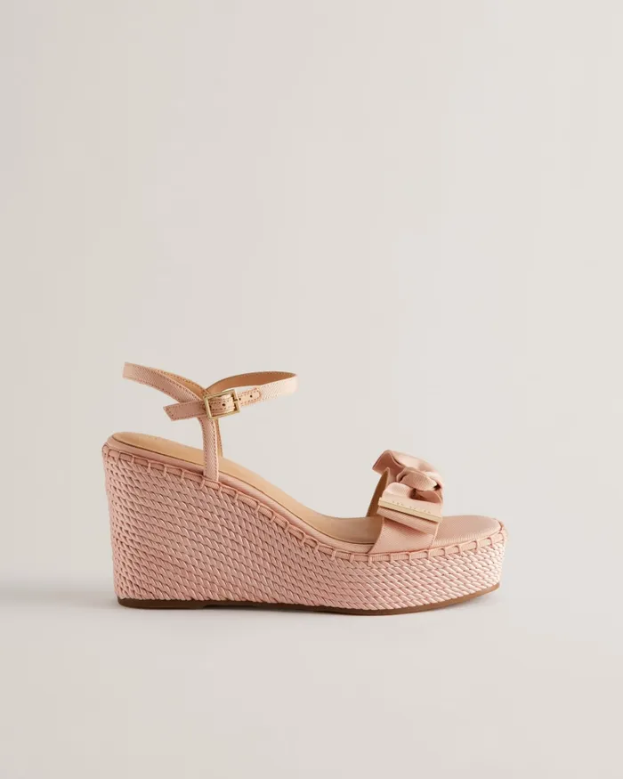 Women GEIIA 8211 Bow Detail Wedge Heeled Sandals Pink Ted Baker Heels Women GEIIA 8211 Bow Detail Wedge Heeled Sandals Pink Ted Baker Heels