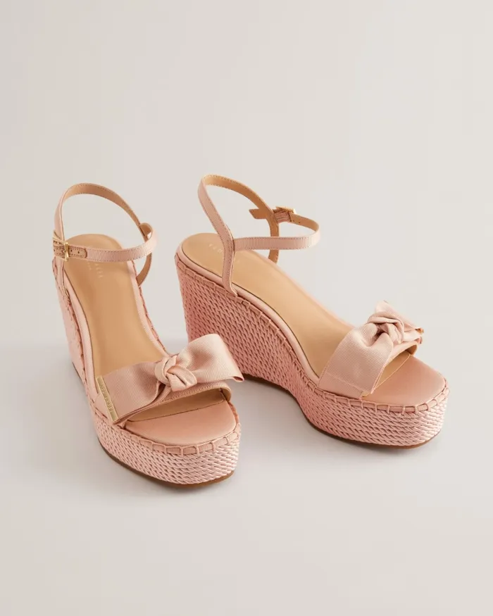 Women GEIIA 8211 Bow Detail Wedge Heeled Sandals Pink Ted Baker Heels Women GEIIA 8211 Bow Detail Wedge Heeled Sandals Pink Ted Baker Heels