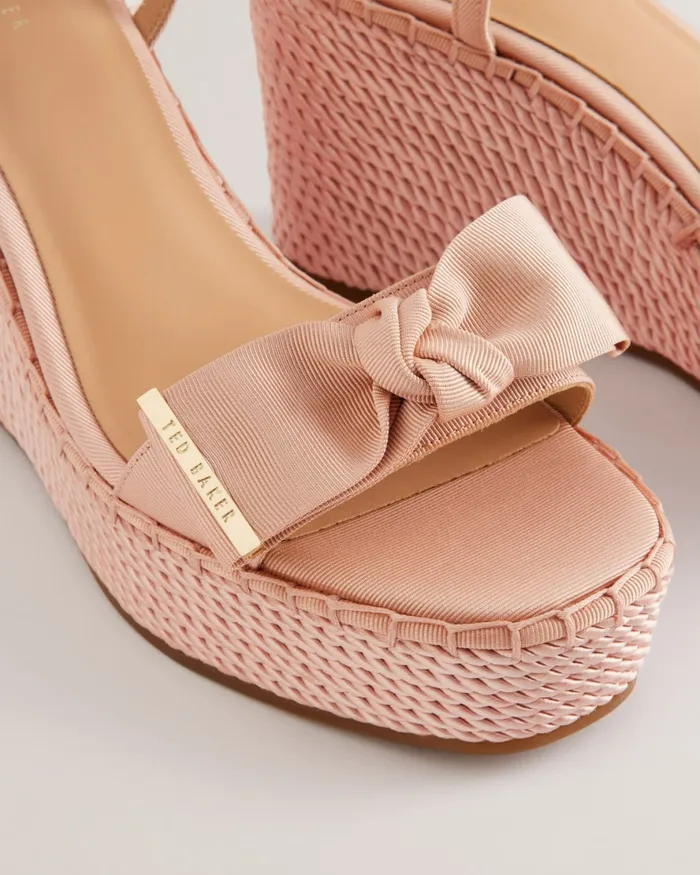 Women GEIIA 8211 Bow Detail Wedge Heeled Sandals Pink Ted Baker Heels Women GEIIA 8211 Bow Detail Wedge Heeled Sandals Pink Ted Baker Heels