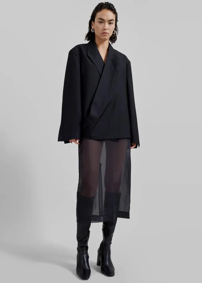 Women Geneva Wrap Blazer 8211 Black The Frankie Shop Outerwear