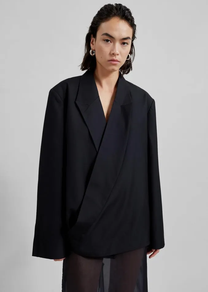 Women Geneva Wrap Blazer 8211 Black The Frankie Shop Outerwear