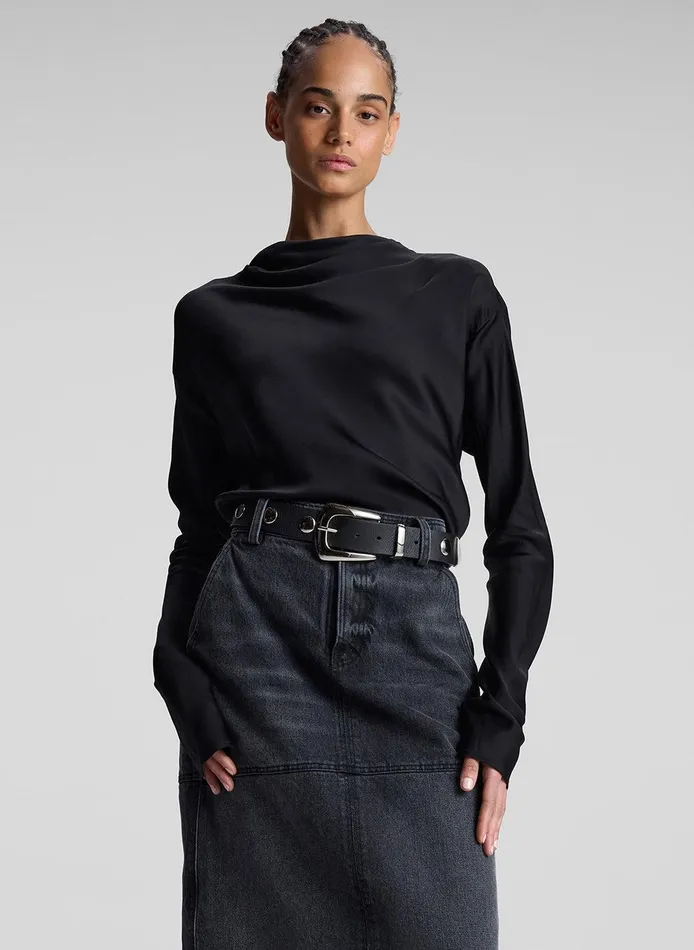 Women Georgia Satin Top Black ALC Tops