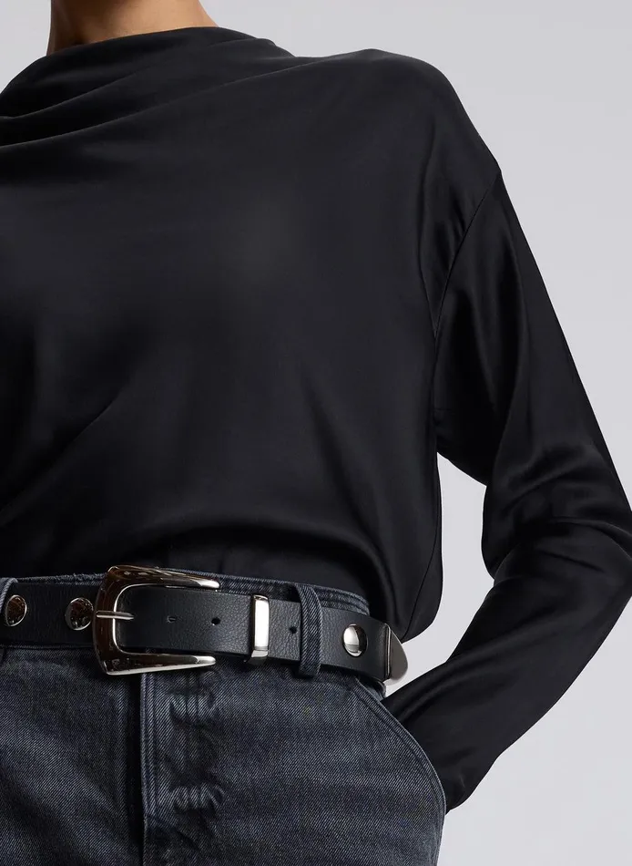 Women Georgia Satin Top Black ALC Tops
