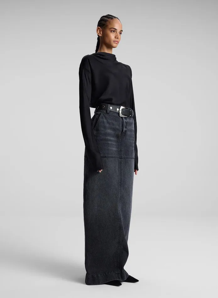 Women Georgia Satin Top Black ALC Tops