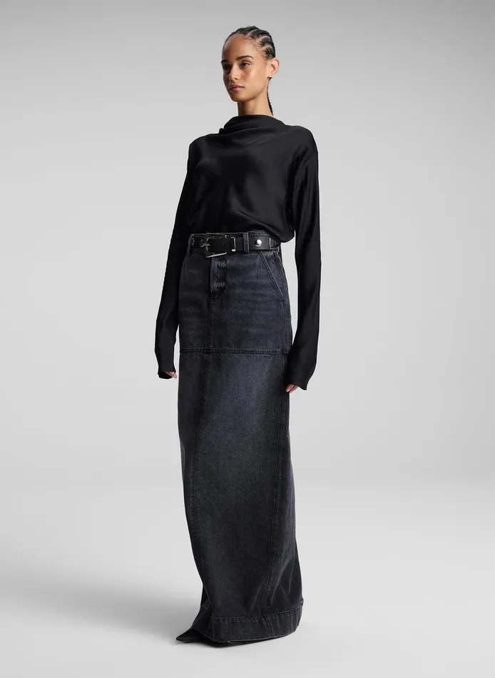 Women Georgia Satin Top Black ALC Tops