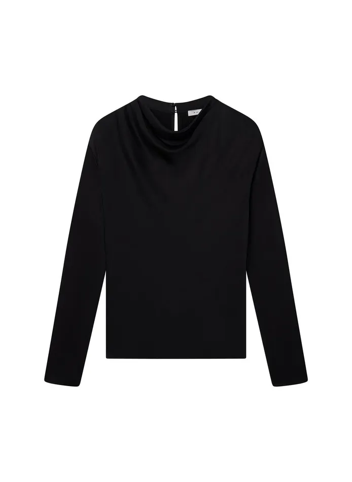 Women Georgia Satin Top Black ALC Tops
