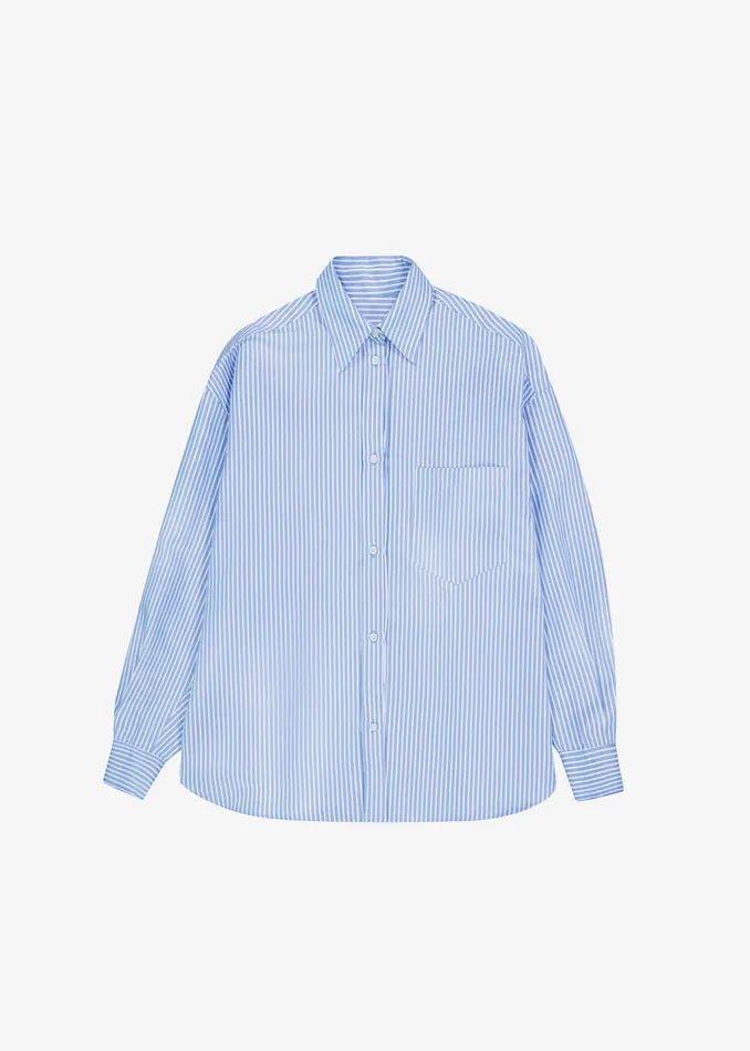 Women Georgia Stripe Shirt 8211 WhiteLight Blue The Frankie Shop Tops