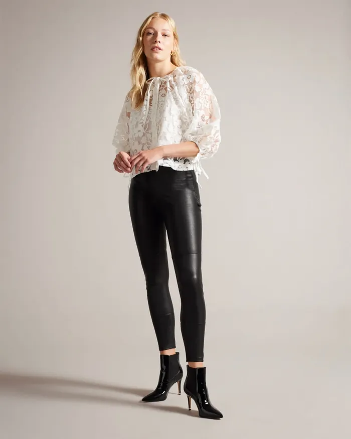 Women GILLOU 8211 Puff Sleeve Blouse With Tie Detail White Ted Baker Tops and Blouses