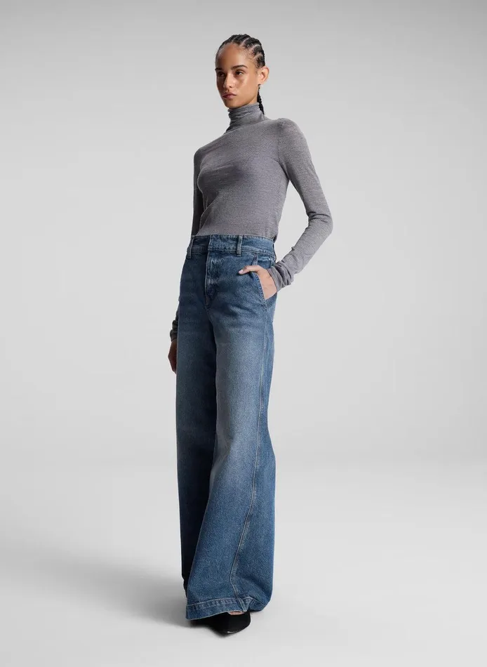 Women Grant Stretch Wide Leg Jean Medium Wash ALC Bottoms