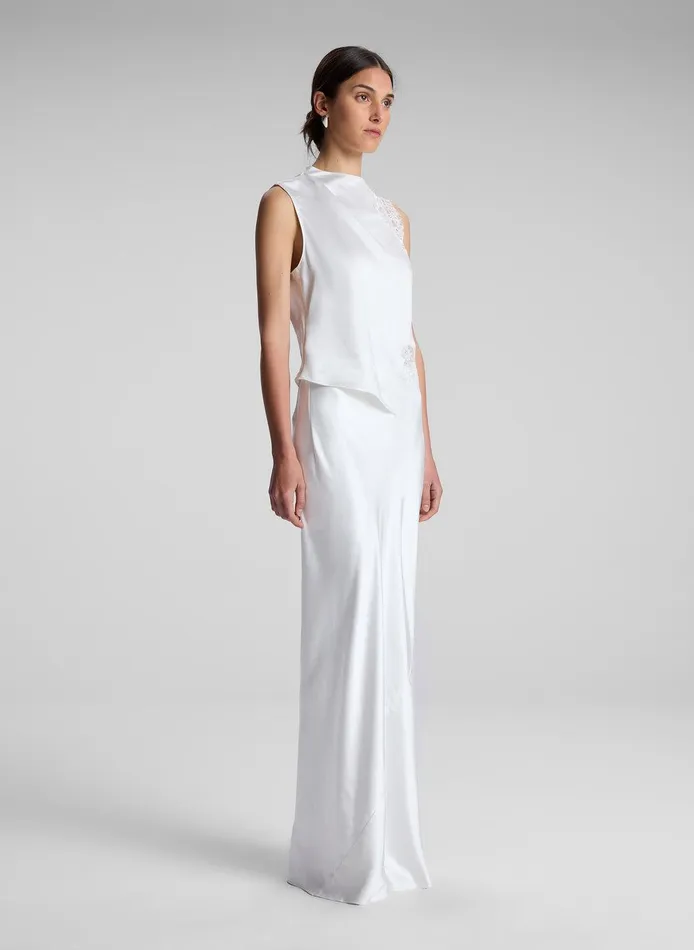 Women Greta Satin Maxi Skirt Whisper White ALC Skirts