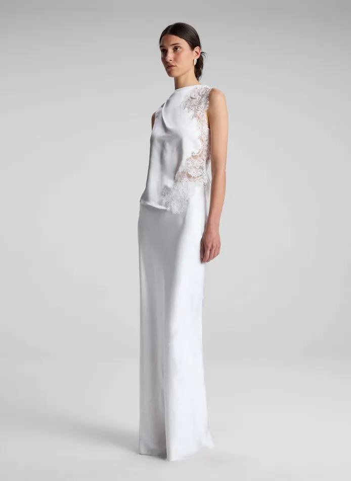 Women Greta Satin Maxi Skirt Whisper White ALC Skirts