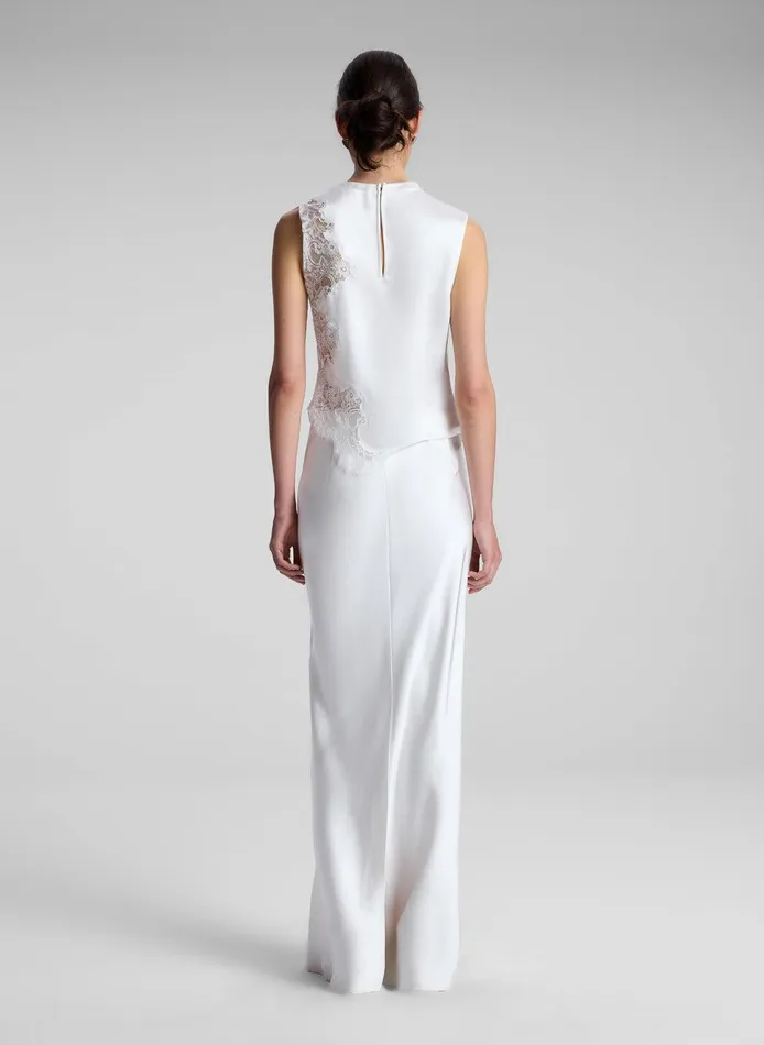 Women Greta Satin Maxi Skirt Whisper White ALC Skirts