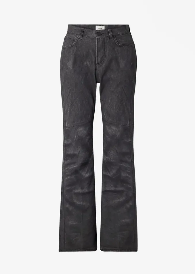 Women Haikure Flora Leather Print Flared Jeans 8211 Black The Frankie Shop Bottoms