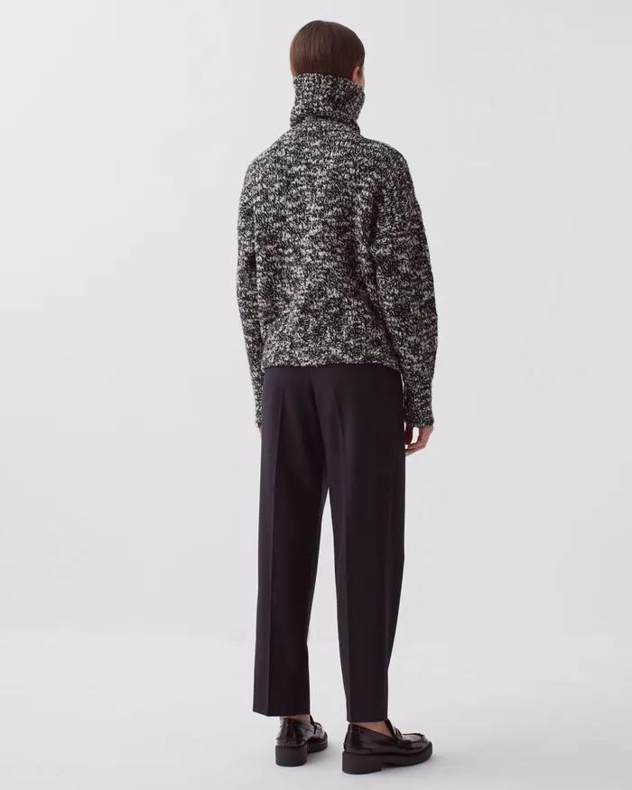 Women HalfZip Jumper Boucle Blk White Comptoir Des Cotonniers Knit Women HalfZip Jumper Boucle Blk White Comptoir Des Cotonniers Knit