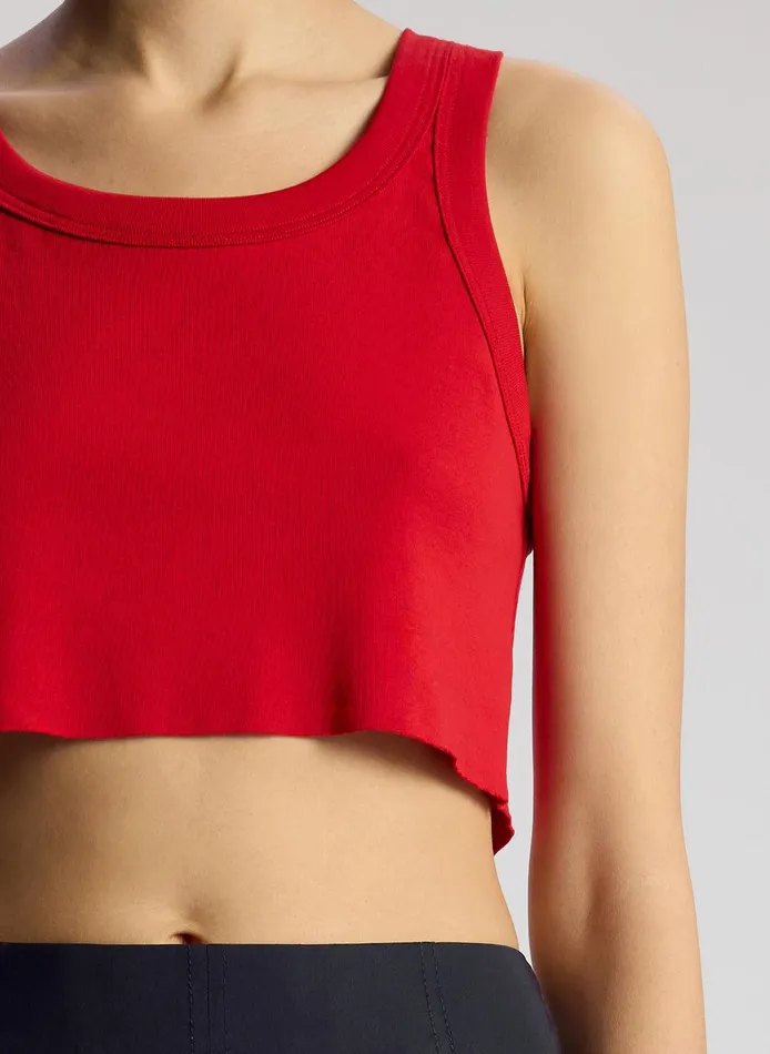 Women Halsey Cropped Cotton Rib Tank Rouge ALC Tees and Tanks