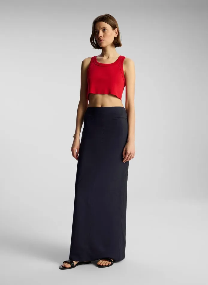 Women Halsey Cropped Cotton Rib Tank Rouge ALC Tees and Tanks