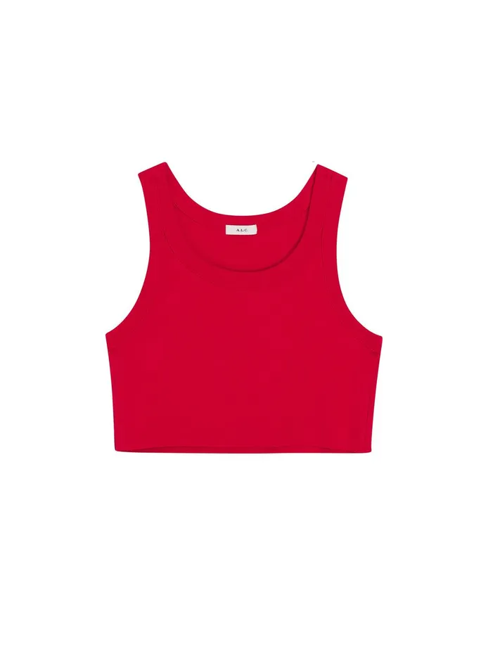 Women Halsey Cropped Cotton Rib Tank Rouge ALC Tees and Tanks