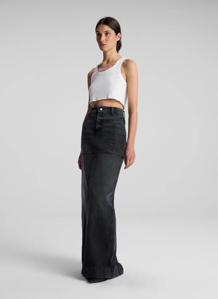 Women Halsey Cropped Cotton Rib Tank White ALC Tees and Tanks