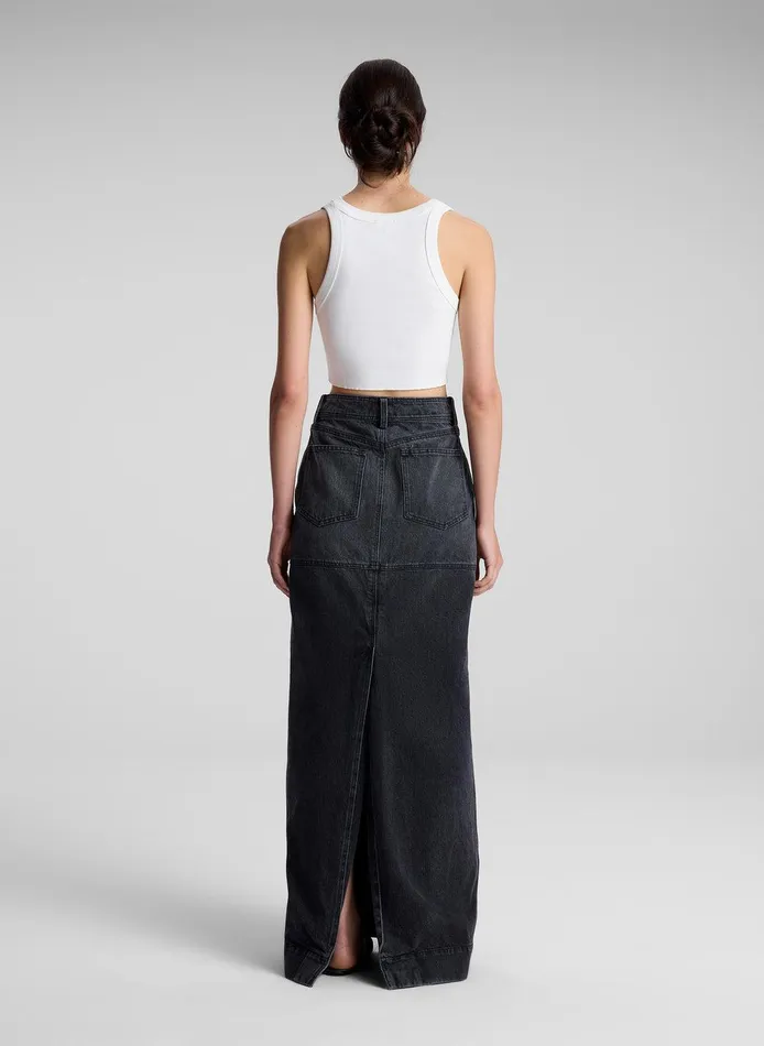 Women Halsey Cropped Cotton Rib Tank White ALC Tees and Tanks