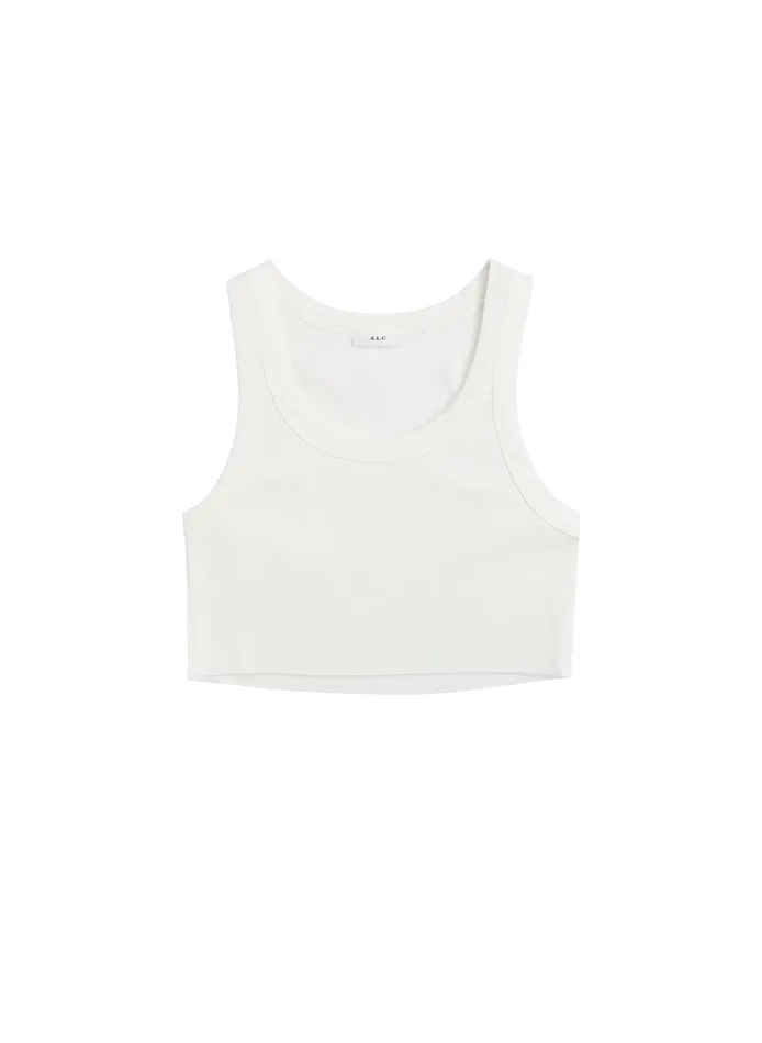 Women Halsey Cropped Cotton Rib Tank White ALC Tees and Tanks