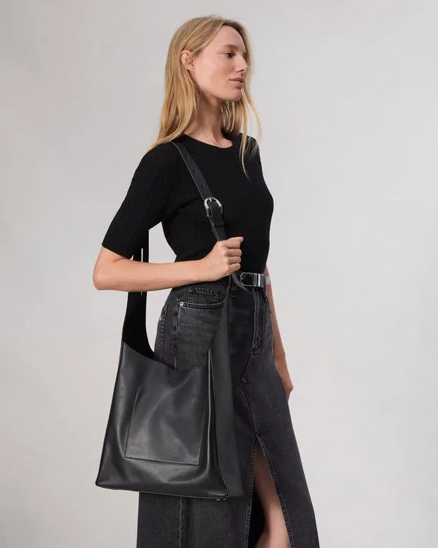 Women Handbags Rag and Bone Belize Leather Shopper Black