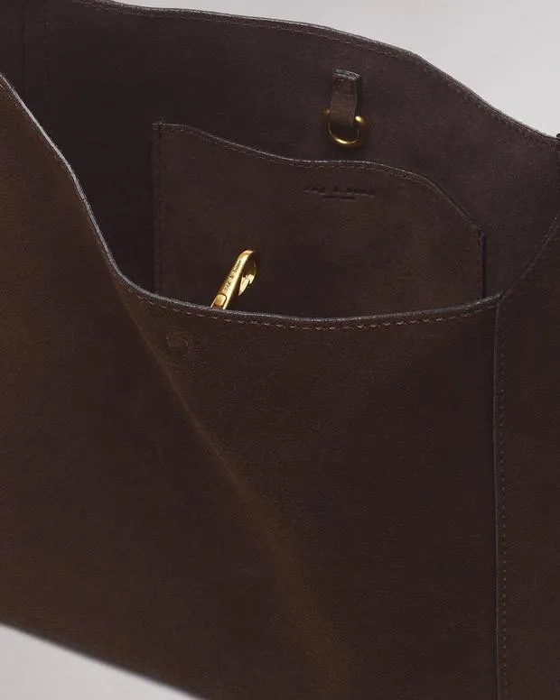 Women Handbags Rag and Bone Belize Small Suede Shopper Dark Espresso Suede