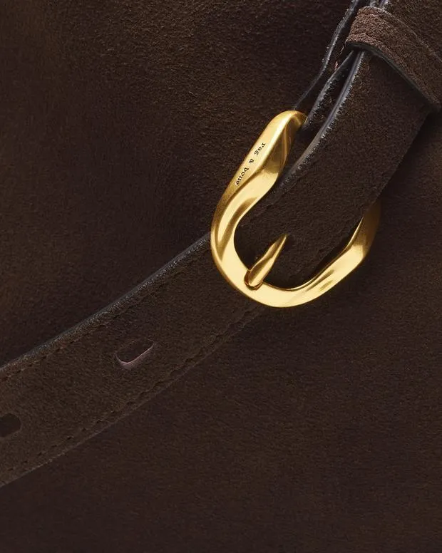 Women Handbags Rag and Bone Belize Small Suede Shopper Dark Espresso Suede