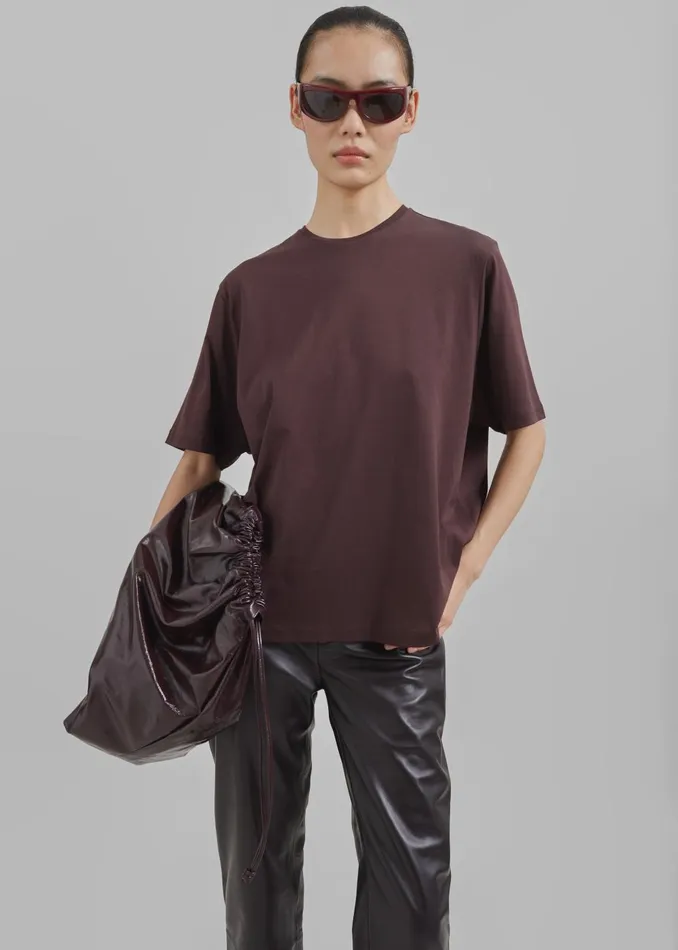 Women Harper Soft Organic TShirt 8211 Dark Plum The Frankie Shop Tops