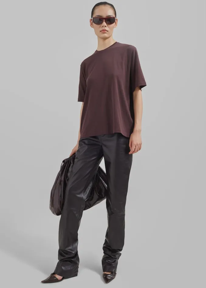 Women Harper Soft Organic TShirt 8211 Dark Plum The Frankie Shop Tops