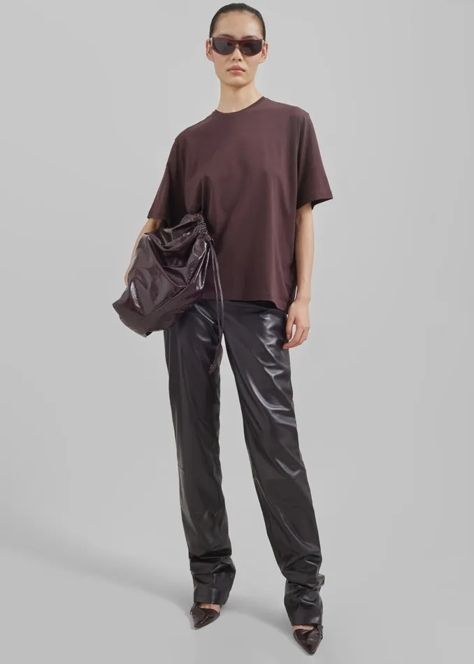 Women Harper Soft Organic TShirt 8211 Dark Plum The Frankie Shop Tops