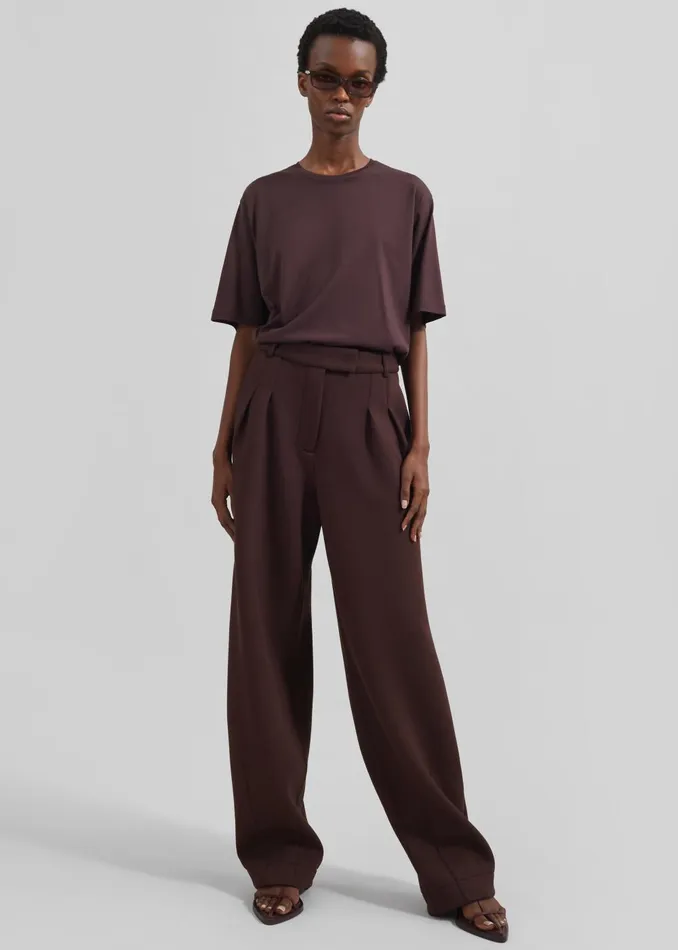 Women Harper Soft Organic TShirt 8211 Dark Plum The Frankie Shop Tops