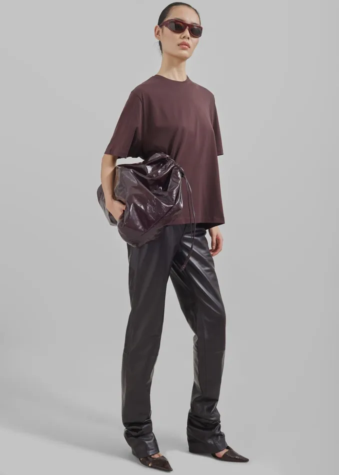 Women Harper Soft Organic TShirt 8211 Dark Plum The Frankie Shop Tops