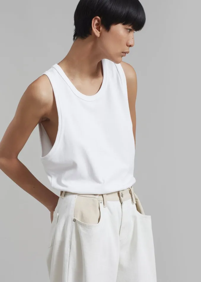 Women Hayla Contrast Denim Pants 8211 Off WhiteBeige The Frankie Shop Bottoms