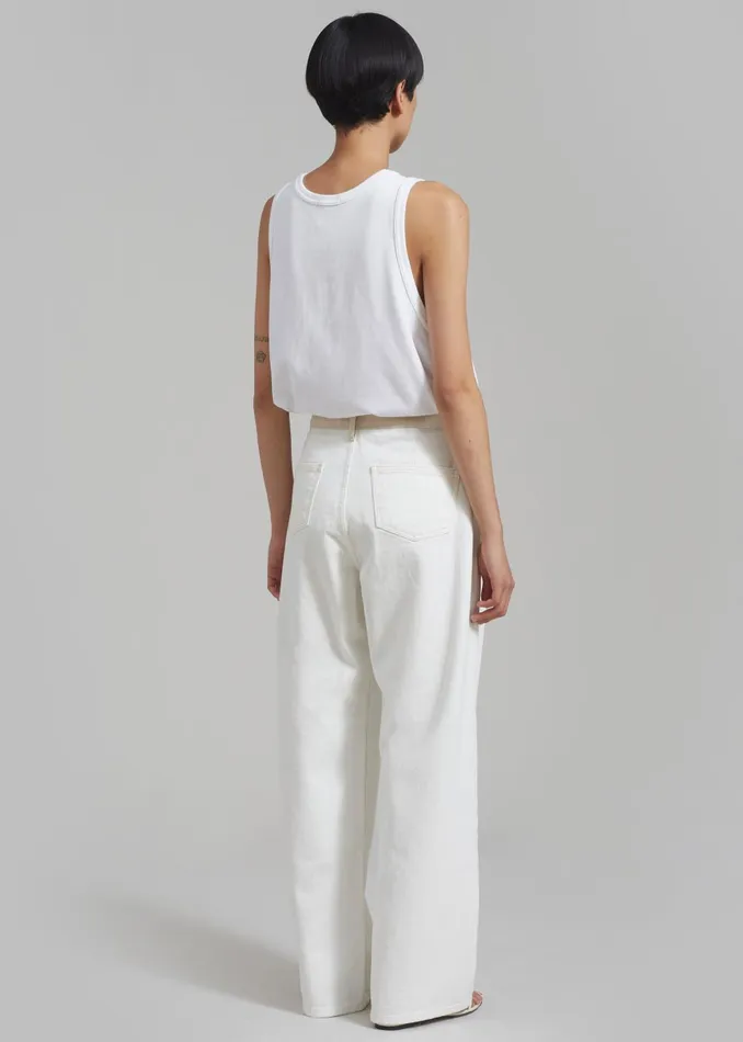 Women Hayla Contrast Denim Pants 8211 Off WhiteBeige The Frankie Shop Bottoms