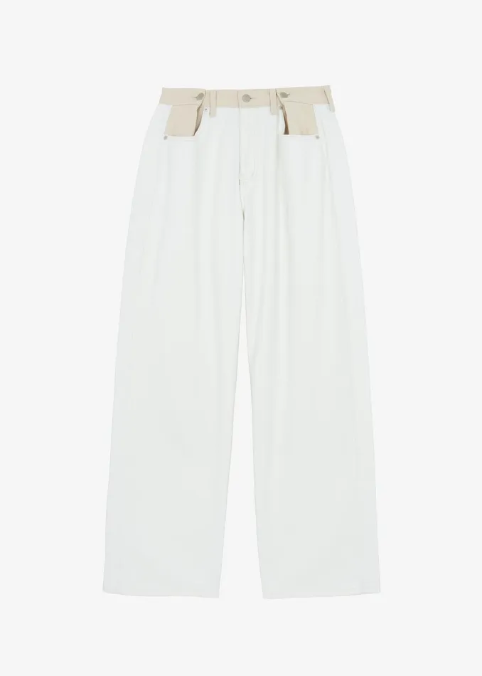 Women Hayla Contrast Denim Pants 8211 Off WhiteBeige The Frankie Shop Bottoms