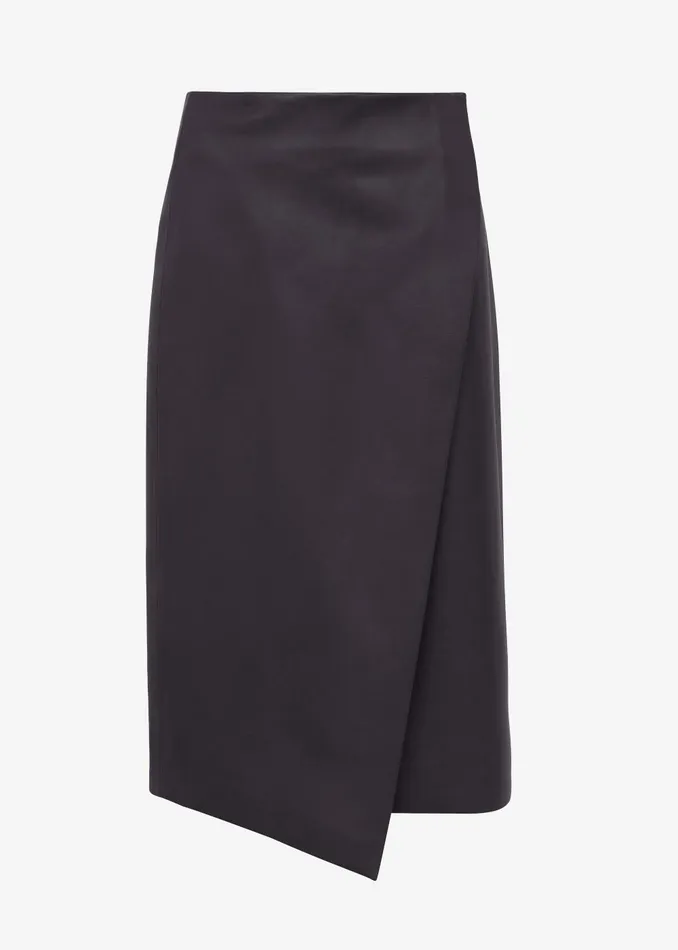Women Hedi Leather Midi Wrap Skirt 8211 Dark Plum The Frankie Shop Bottoms