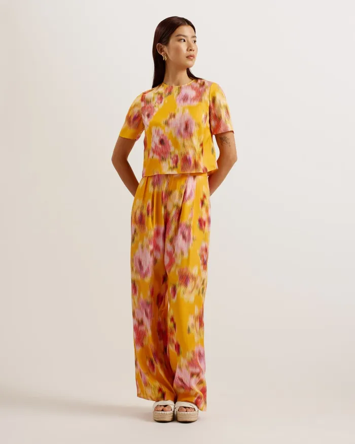 Women HITAKO 8211 Printed Wide Leg Pleated Trousers Orange Ted Baker Coords Women HITAKO 8211 Printed Wide Leg Pleated Trousers Orange Ted Baker Coords