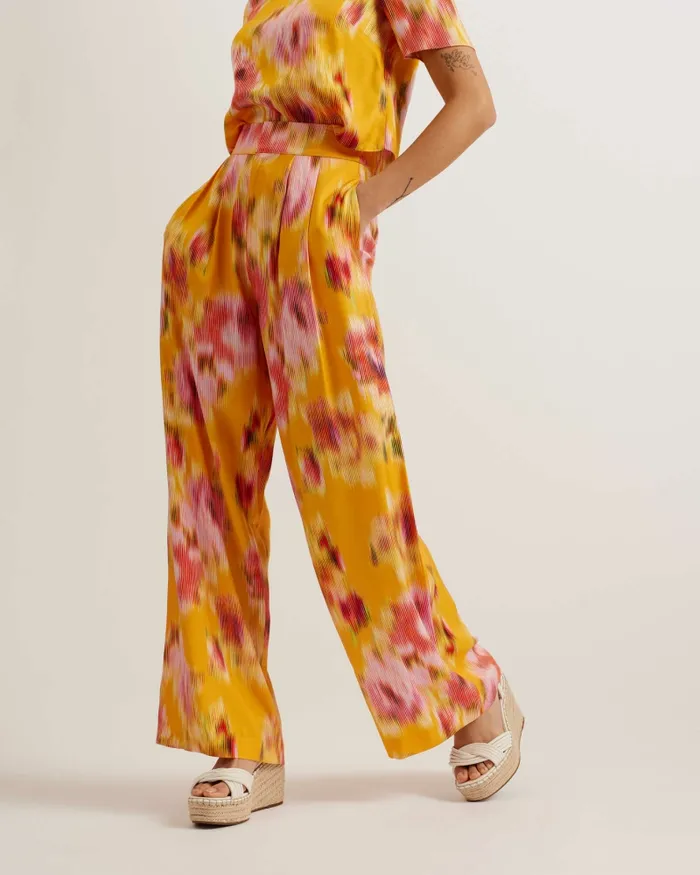 Women HITAKO 8211 Printed Wide Leg Pleated Trousers Orange Ted Baker Coords Women HITAKO 8211 Printed Wide Leg Pleated Trousers Orange Ted Baker Coords