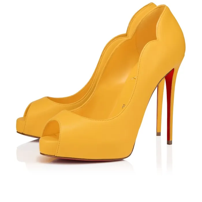Women Hot Chick Alta 120 Mm Pumps 8211 Nappa Leather 8211 Pollen Christian Louboutin Platforms
