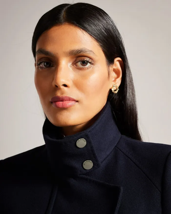 Women ICOMBI 8211 Funnel Neck Wool Coat Navy Ted Baker Coats and Jackets Women ICOMBI 8211 Funnel Neck Wool Coat Navy Ted Baker Coats and Jackets