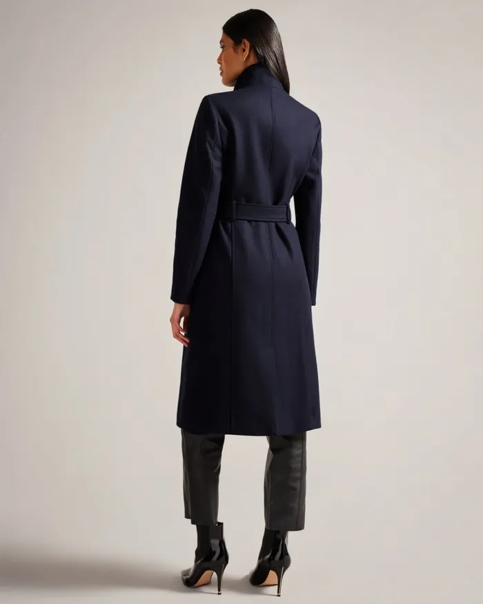 Women ICOMBI 8211 Funnel Neck Wool Coat Navy Ted Baker Coats and Jackets Women ICOMBI 8211 Funnel Neck Wool Coat Navy Ted Baker Coats and Jackets