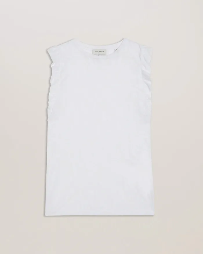 Women IILAA 8211 Frill Sleeve Burnout Pattern Top White Ted Baker Tops and Blouses