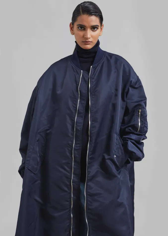 Women Isaac Oversized Bomber Coat 8211 Navy The Frankie Shop Outerwear