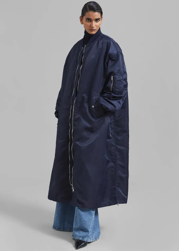Women Isaac Oversized Bomber Coat 8211 Navy The Frankie Shop Outerwear