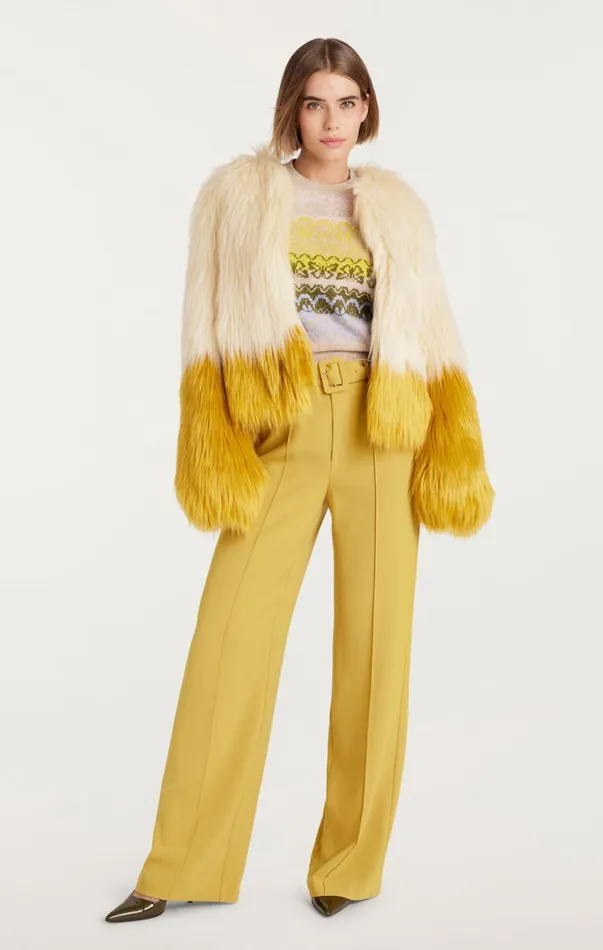 Women Jackets Cinq Sept Combo Benson Coat Plastergolden Palm