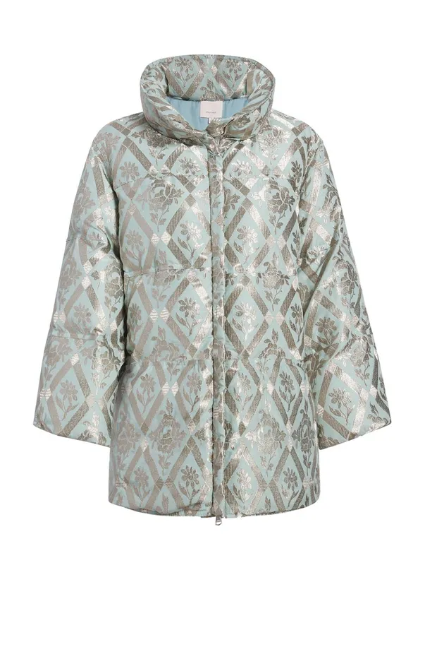 Women Jackets Cinq Sept Diamond Floral Hallie Puffer Celestial Blue