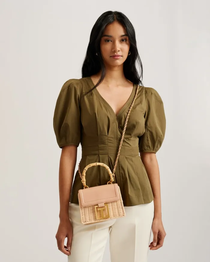 Women JAYLISA 8211 Top Handle Basket Cross Body Bag Camel Ted Baker Crossbody Bags